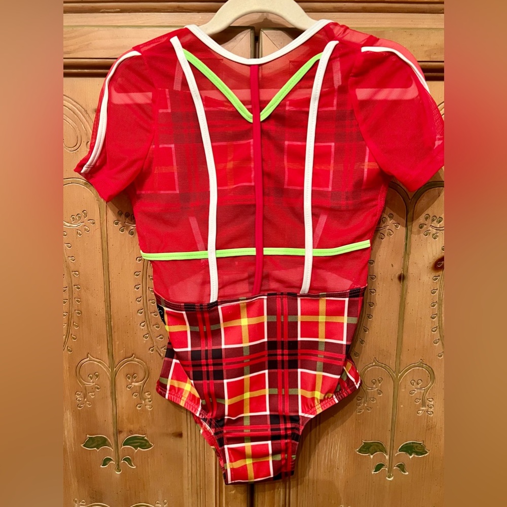Kandi Kouture Neon Plaid Leotard Child Large